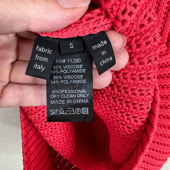 Derek Lam Womens Sweater Top Size Small Red Ribbed Knit Short Sleeve Crew Tunic - Picture 6 of 10